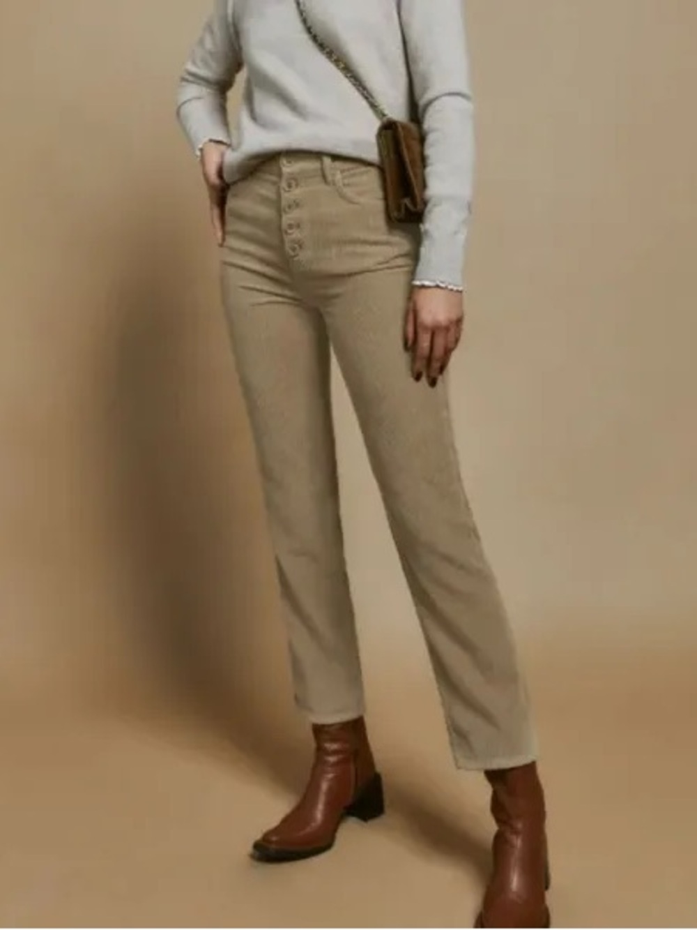 Reformation Cynthia Button Fly High Rise Straight Corduroy Pants